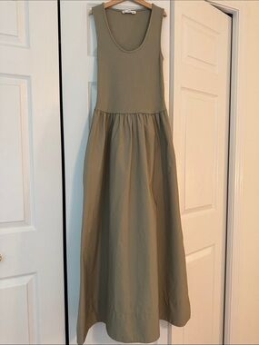 Size 4 Mixed Media Fit & Flare Maxi Dress MANGO